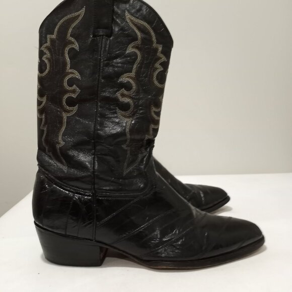 JE-VER EXOTIC LEATHER MENS COWBOY BOOTS BLACK SIZE 13.5 - Picture 8 of 9